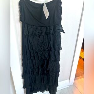 Black Ruffle midi dress or maxi skirt